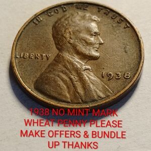✅❤️1938 Wheat Penny Coin  FULL WHEATS & Date Please Make Offers ON Bundles